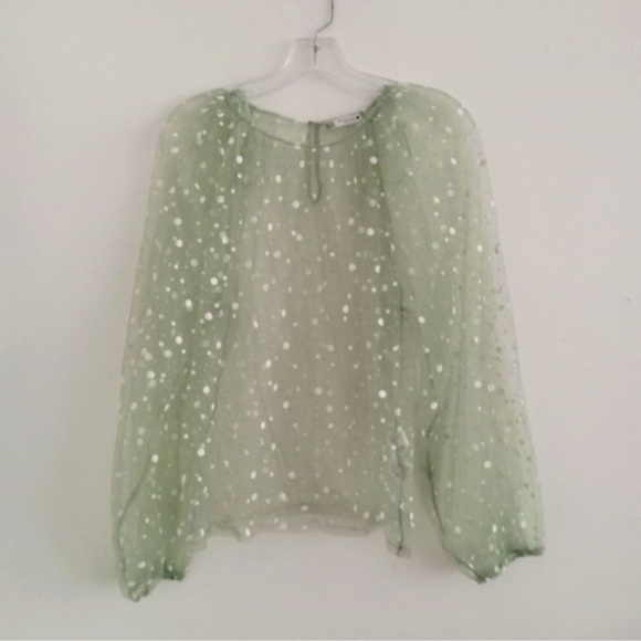 ZARA SPARKLY SEMI-SHEER TOP SIZE M - Picture 4 of 8